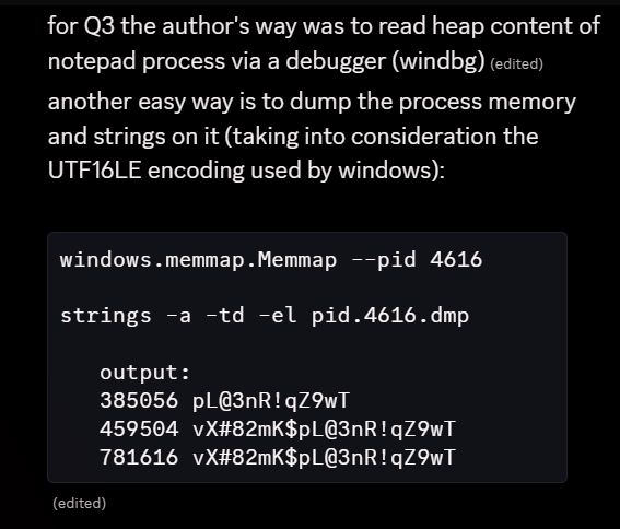 qsn3 alternate solution - dumping process memory with Volatility3 and strings