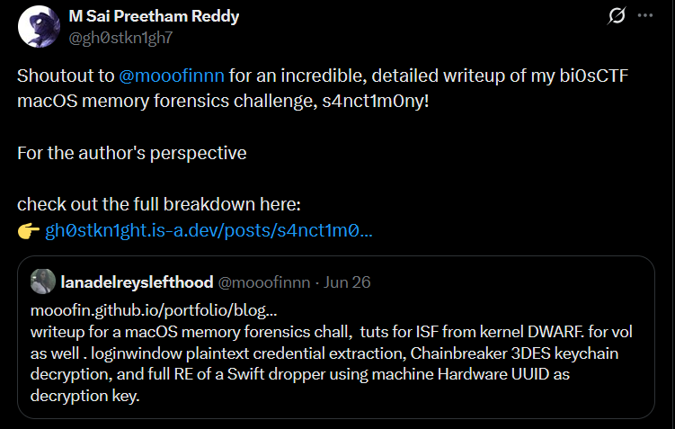 Challenge author's reply on Twitter