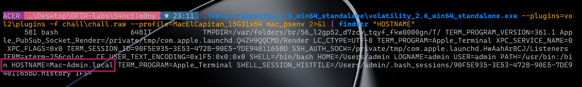 mac_psenv HOSTNAME output